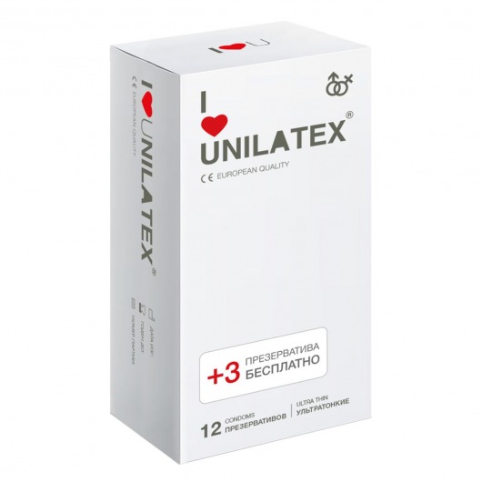 Ультратонкие презервативы Unilatex Ultra Thin - 12 шт. + 3 шт. в подарок - Unilatex - купить с доставкой в Сургуте