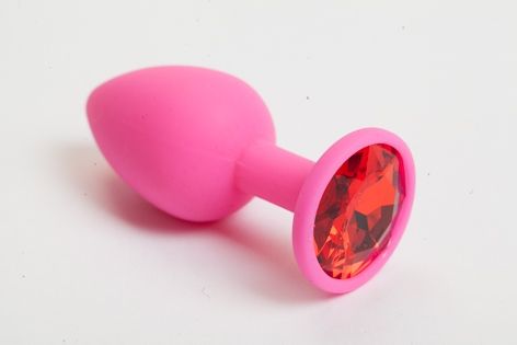 Розовая анальная пробка с красным кристаллом - 9,5 см. - 4sexdreaM - купить с доставкой в Сургуте