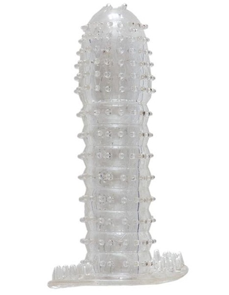 Гелевая прозрачная насадка c шипами - 12 см. - Toyfa Basic - в Сургуте купить с доставкой