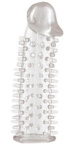 Прозрачная насадка на половой член с закрытой головкой и шипами - 12,5 см. - Toyfa Basic - в Сургуте купить с доставкой