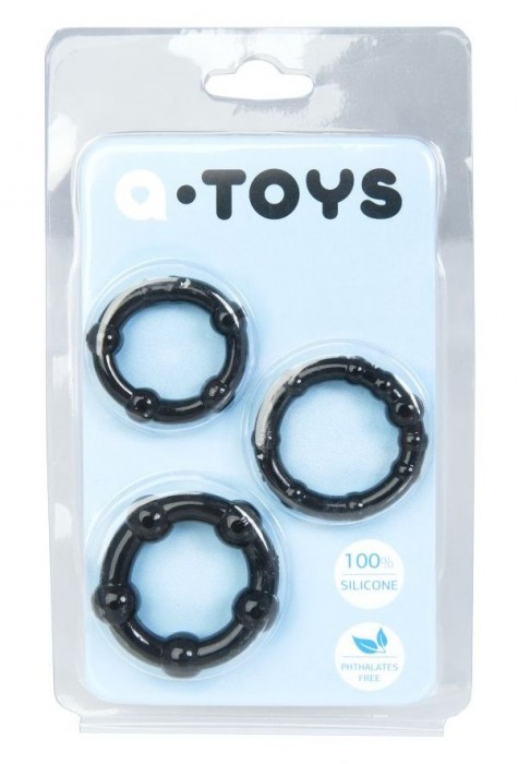 Набор из 3 чёрных эрекционных колец A-toys - A-toys - в Сургуте купить с доставкой
