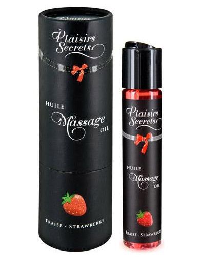 Массажное масло с ароматом клубники Huile de Massage Gourmande Fraise des Bois - 59 мл. - Plaisir Secret - купить с доставкой в Сургуте