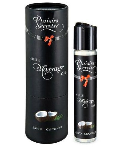 Массажное масло с ароматом кокоса Huile de Massage Gourmande Coco - 59 мл. - Plaisir Secret - купить с доставкой в Сургуте