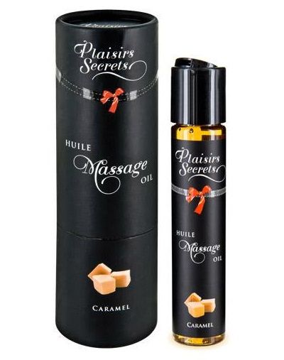 Массажное масло с ароматом карамели Huile de Massage Gourmande Caramel - 59 мл. - Plaisir Secret - купить с доставкой в Сургуте