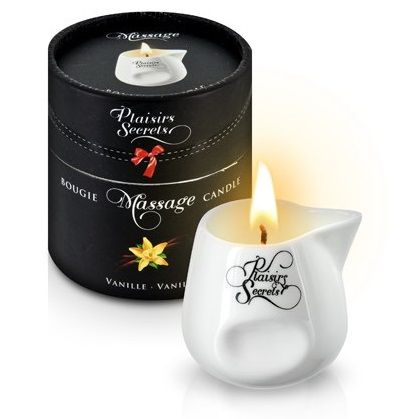 Массажная свеча с ароматом ванили Bougie Massage Gourmande Vanille - 80 мл. - Plaisir Secret - купить с доставкой в Сургуте