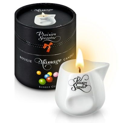 Массажная свеча с ароматом бубль-гума Bougie de Massage Gourmande Bubble Gum - 80 мл. - Plaisir Secret - купить с доставкой в Сургуте