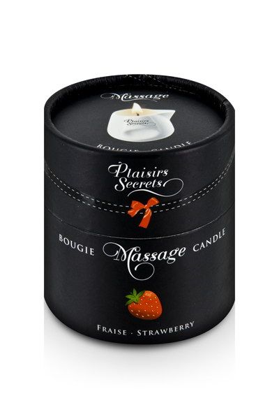 Массажная свеча с ароматом клубники Bougie de Massage Gourmande Fraise - 80 мл. - Plaisir Secret - купить с доставкой в Сургуте
