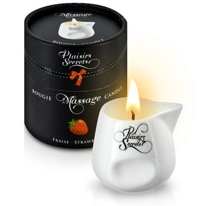 Массажная свеча с ароматом клубники Bougie de Massage Gourmande Fraise - 80 мл. - Plaisir Secret - купить с доставкой в Сургуте