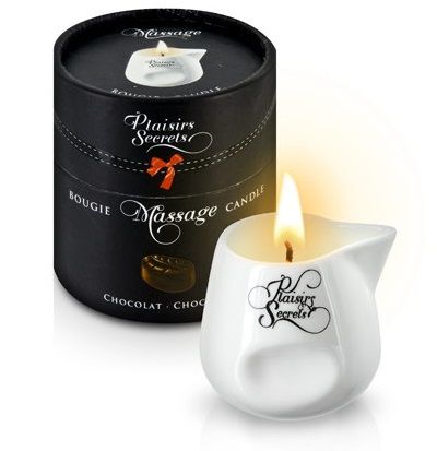 Массажная свеча с ароматом шоколада Bougie de Massage Gourmande Chocolat - 80 мл. - Plaisir Secret - купить с доставкой в Сургуте