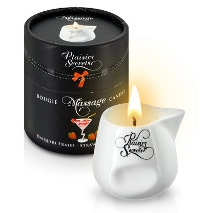 Массажная свеча с ароматом клубничного дайкири Bougie de Massage Daikiri Fraise - 80 мл. - Plaisir Secret - купить с доставкой в Сургуте