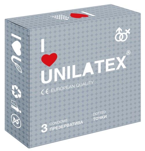 Презервативы с точками Unilatex Dotted - 3 шт. - Unilatex - купить с доставкой в Сургуте
