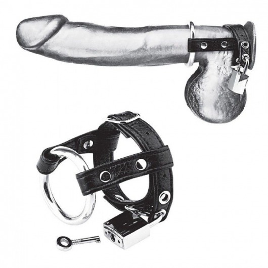 Утяжка на пенис на замочке Duo Cock And Ball Lock - BlueLine - купить с доставкой в Сургуте