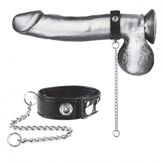 Утяжка на пенис с поводком Snap Cock Ring With 12  Leash - BlueLine - купить с доставкой в Сургуте