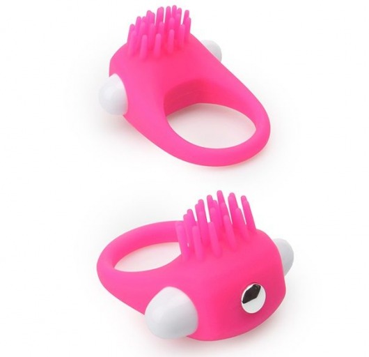 Розовое эрекционное кольцо с щеточкой LIT-UP SILICONE STIMU RING 5 - Dream Toys - в Сургуте купить с доставкой
