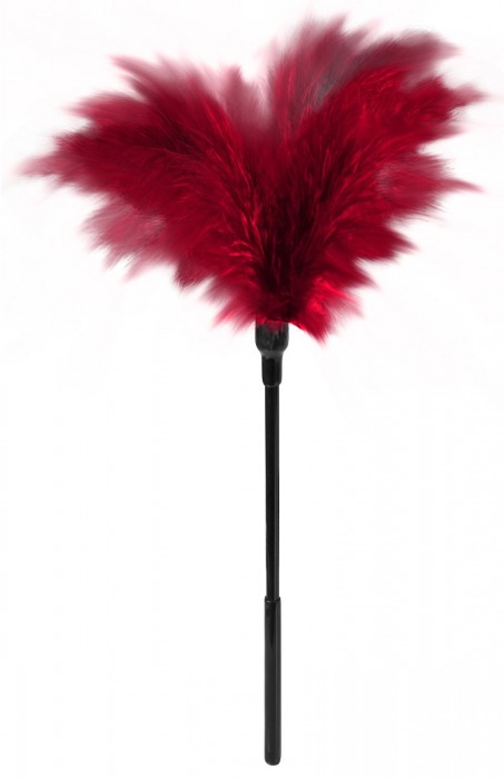 Пластиковая метелочка с красными пёрышками Small Feather Tickler - 32 см. - Blush Novelties - купить с доставкой в Сургуте