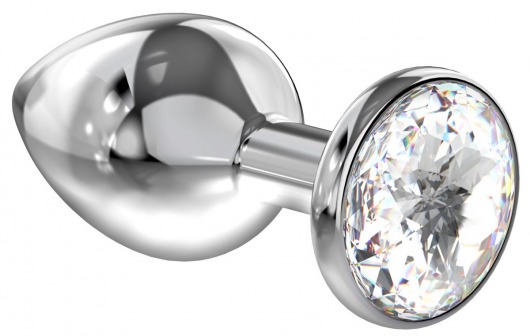 Большая серебристая анальная пробка Diamond Clear Sparkle Large с прозрачным кристаллом - 8 см. - Lola Games - купить с доставкой в Сургуте