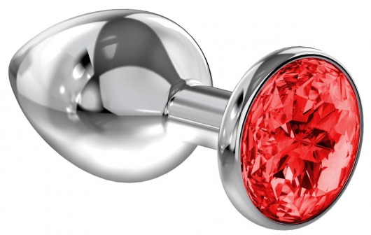 Большая серебристая анальная пробка Diamond Red Sparkle Large с красным кристаллом - 8 см. - Lola Games - купить с доставкой в Сургуте