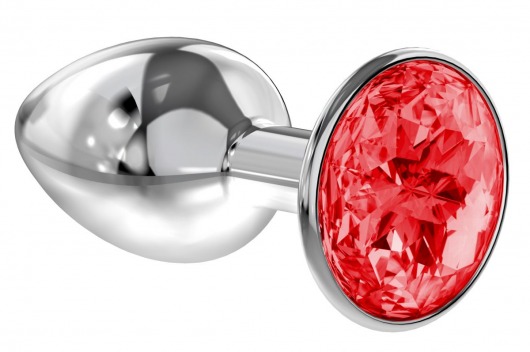 Малая серебристая анальная пробка Diamond Red Sparkle Small с красным кристаллом - 7 см. - Lola Games - купить с доставкой в Сургуте