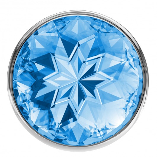 Малая серебристая анальная пробка Diamond Light blue Sparkle Small с голубым кристаллом - 7 см. - Lola Games - купить с доставкой в Сургуте