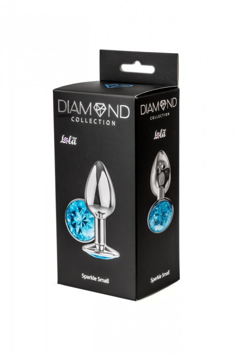 Малая серебристая анальная пробка Diamond Light blue Sparkle Small с голубым кристаллом - 7 см. - Lola Games - купить с доставкой в Сургуте