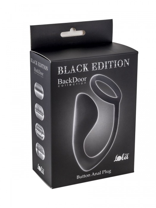 Чёрное эрекционное кольцо с анальной пробкой Button Anal Plug - Lola Games - в Сургуте купить с доставкой