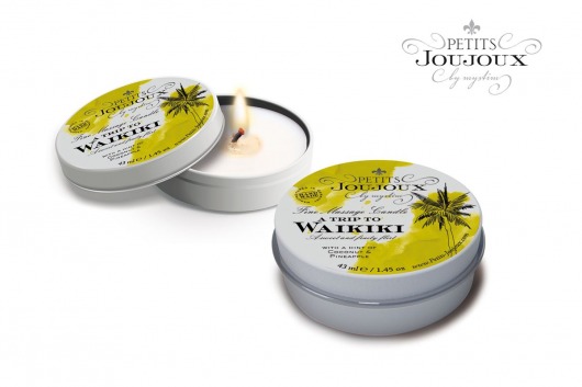 Массажная свеча Petits Joujoux Waikiki Beach с ароматом кокоса и ананаса - 33 гр. - MyStim - купить с доставкой в Сургуте