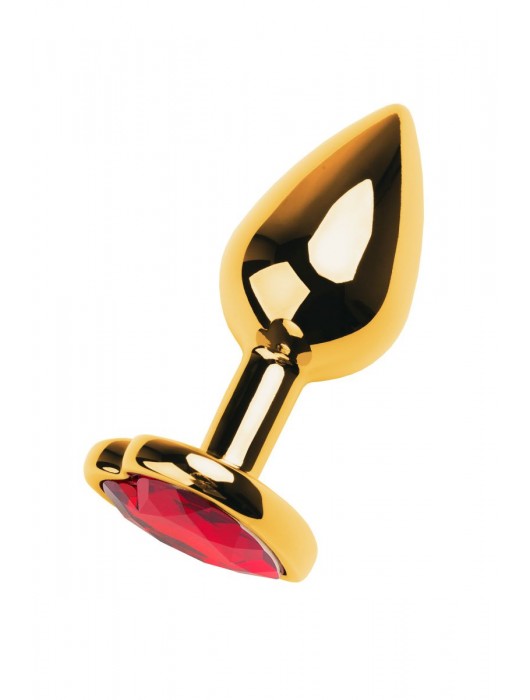 Золотистая анальная пробка с кристаллом-сердцем - 7,5 см. - ToyFa - купить с доставкой в Сургуте