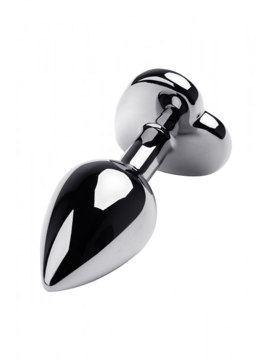 Серебристая анальная пробка с прозрачным кристаллом-сердцем - 8 см. - ToyFa - купить с доставкой в Сургуте