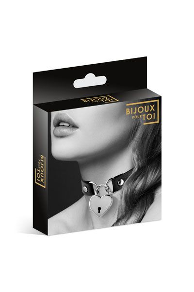 Черный чокер с замком в форме сердца - Bijoux Pour Toi - купить с доставкой в Сургуте