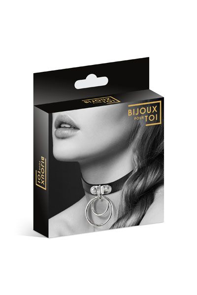 Черный чокер с двумя кольцами - Bijoux Pour Toi - купить с доставкой в Сургуте