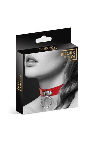 Красный узенький чокер с кольцом - Bijoux Pour Toi - купить с доставкой в Сургуте