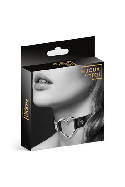 Чёрный чокер с кольцом в форме сердца - Bijoux Pour Toi - купить с доставкой в Сургуте