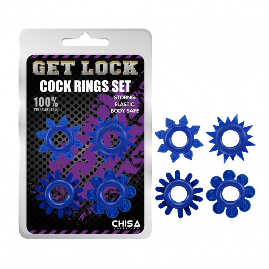 Набор из 4 синих колец Get Lock - Chisa - в Сургуте купить с доставкой