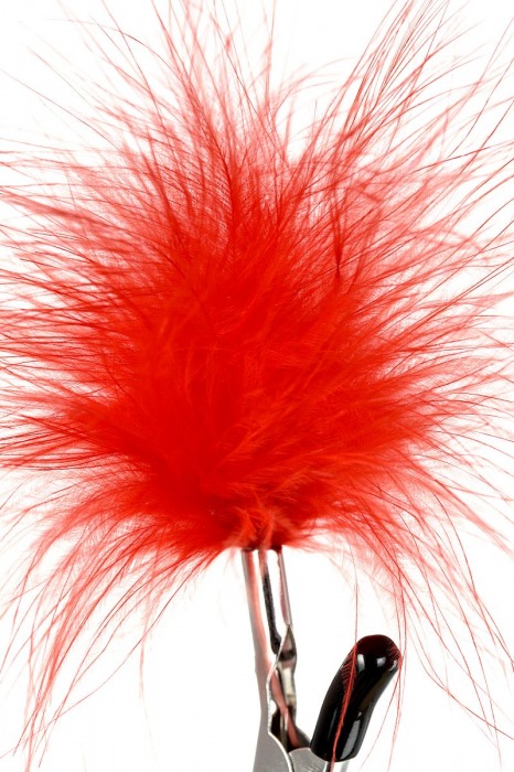 Зажимы для сосков с красным пухом Theatre - ToyFa - купить с доставкой в Сургуте