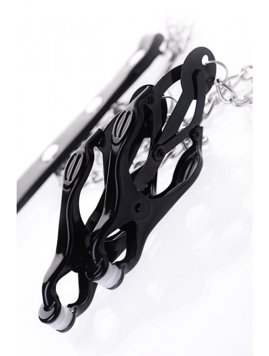 Черно-серебристые зажимы для сосков с кольцом для пениса TOYFA Metal - ToyFa - купить с доставкой в Сургуте